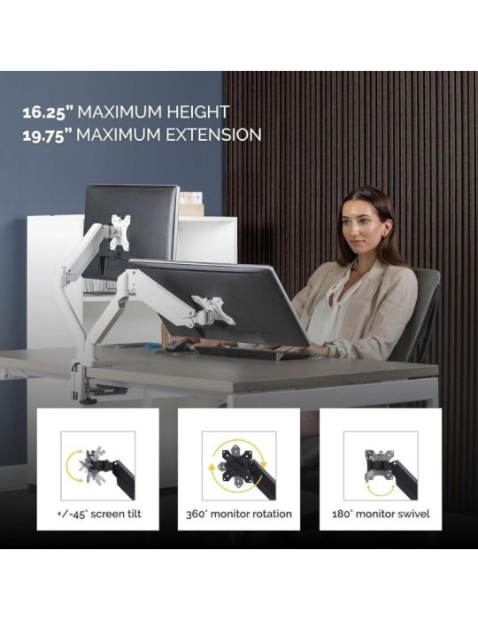 Soporte de Mesa para 2 Monitores Fellowes 8056301/ Giratorio/ Inclinable/ hasta 8kg