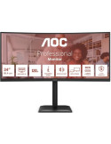 Monitor Profesional Ultrapanorámico Curvo AOC CU34E4CV 34"/ WQHD/ Multimedia/ Regulable en altura/ Negro