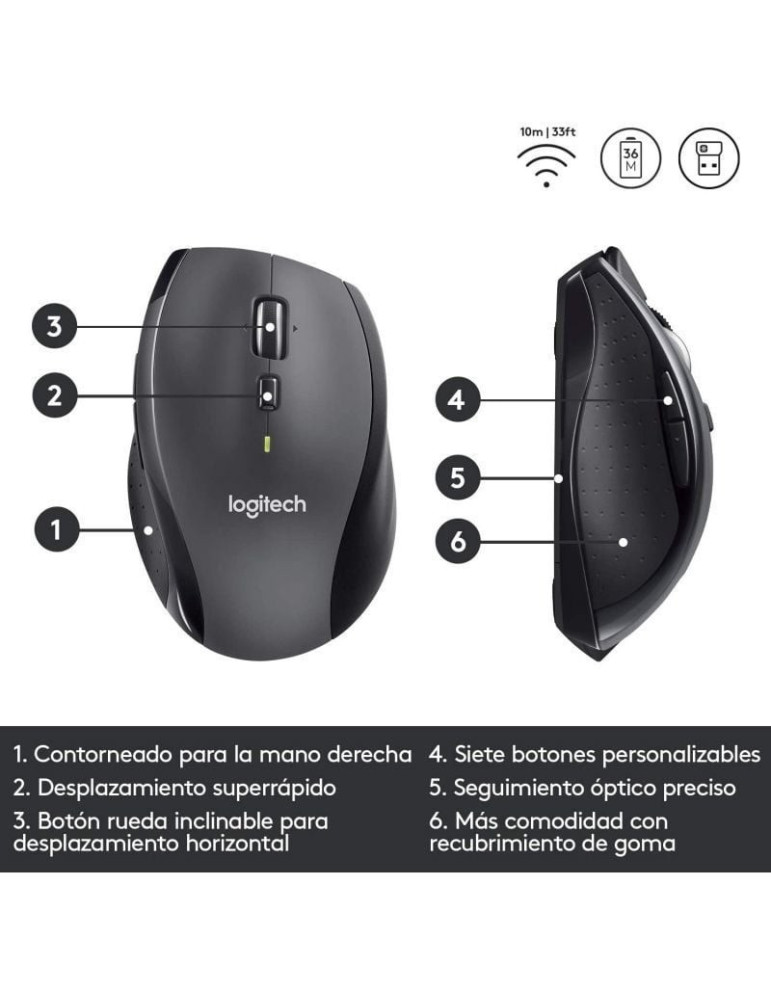 Ratón Inalámbrico Logitech Marathon M705/ Hasta 1000 DPI