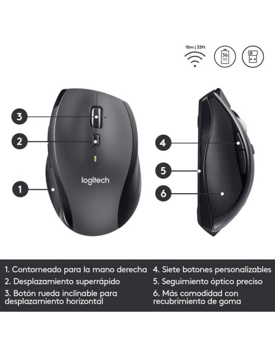 Ratón Inalámbrico Logitech Marathon M705/ Hasta 1000 DPI