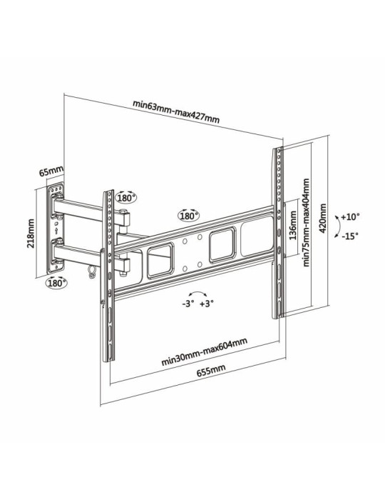 Soporte de Pared Giratorio/ Inclinable/ Nivelable Aisens WT70TSLE-021 para TV de 37-70"/ hasta 35kg