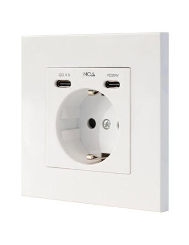 Roseta de Pared Nanocable 10 35 0012/ 1 Schuko/ 2 USB