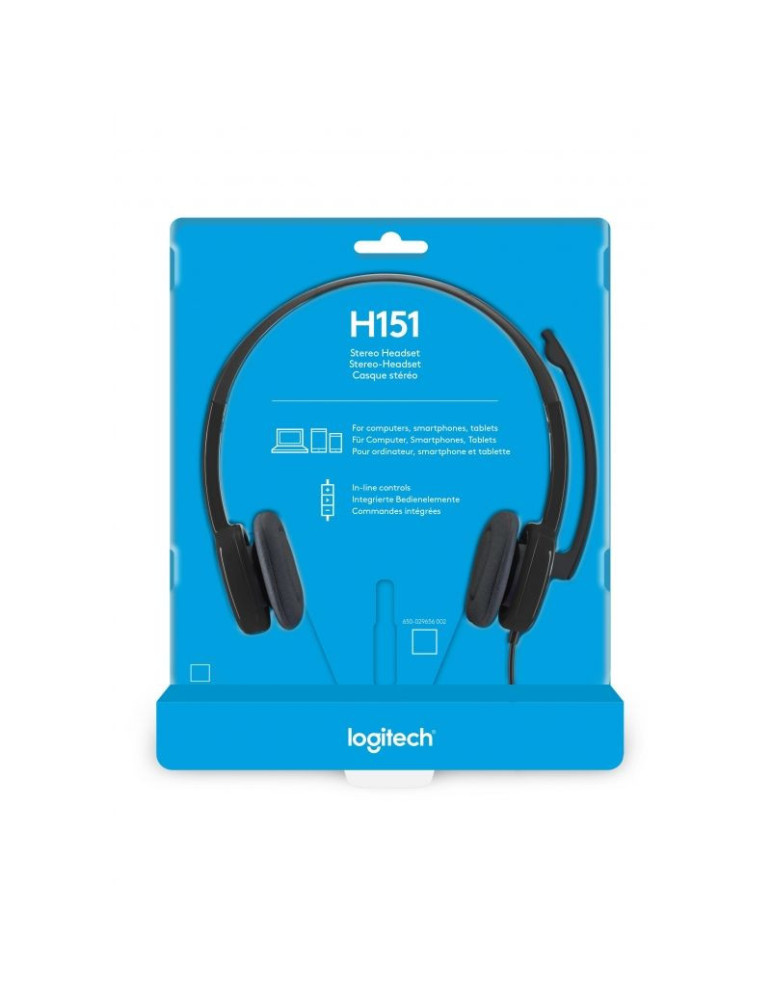 Auriculares Logitech H151/ con Micrófono/ Jack 3.5/ Negros