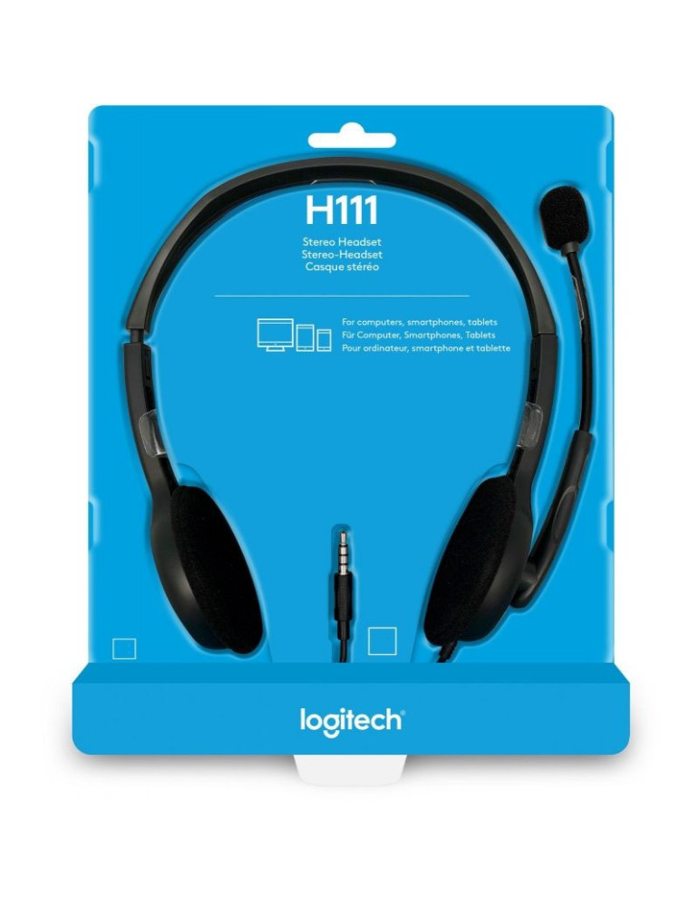 Auriculares Logitech H111/ con Micrófono/ Jack 3.5/ Negros
