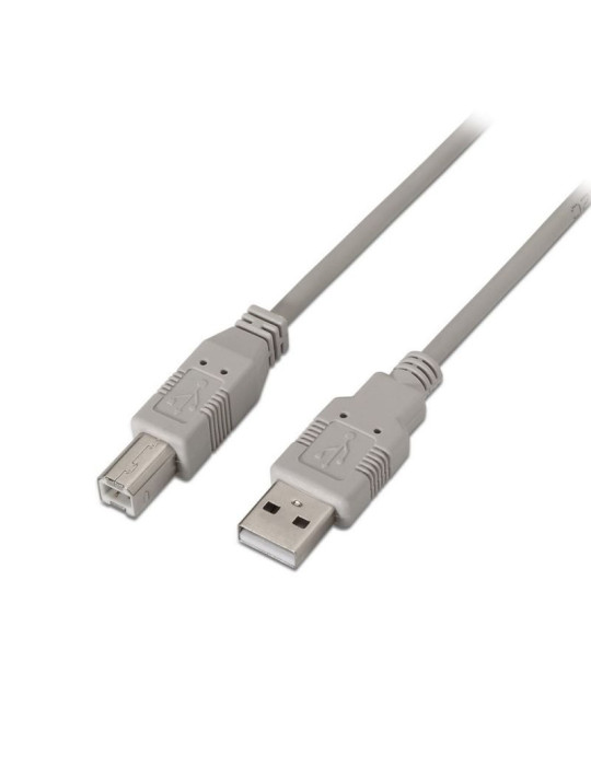 Cable USB 2.0 Impresora Aisens A101-0004/ USB Tipo-B Macho - USB Macho/ 4.5m/ Beige