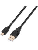 Cable USB 2.0 Aisens A101-0026/ USB Macho - MiniUSB Macho/ Hasta 2.5W/ 60Mbps/ 3m/ Negro