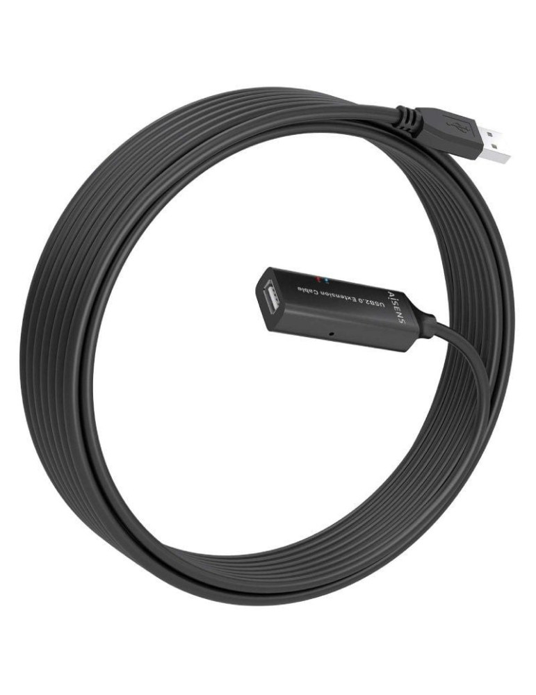 Cable Alargador USB 2.0 Aisens A101-0915/ USB Macho - USB Hembra/ 10m/ Negro