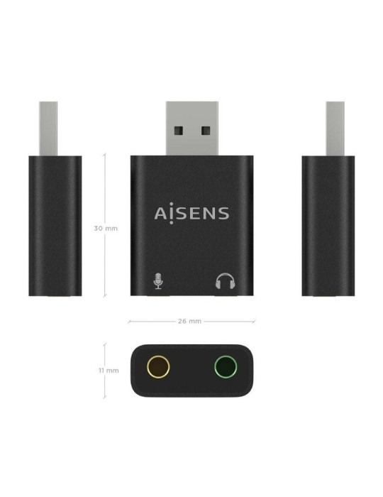 Tarjeta de Sonido Aisens A106-0768/ USB Macho - 2x Jack 3.5 Hembra