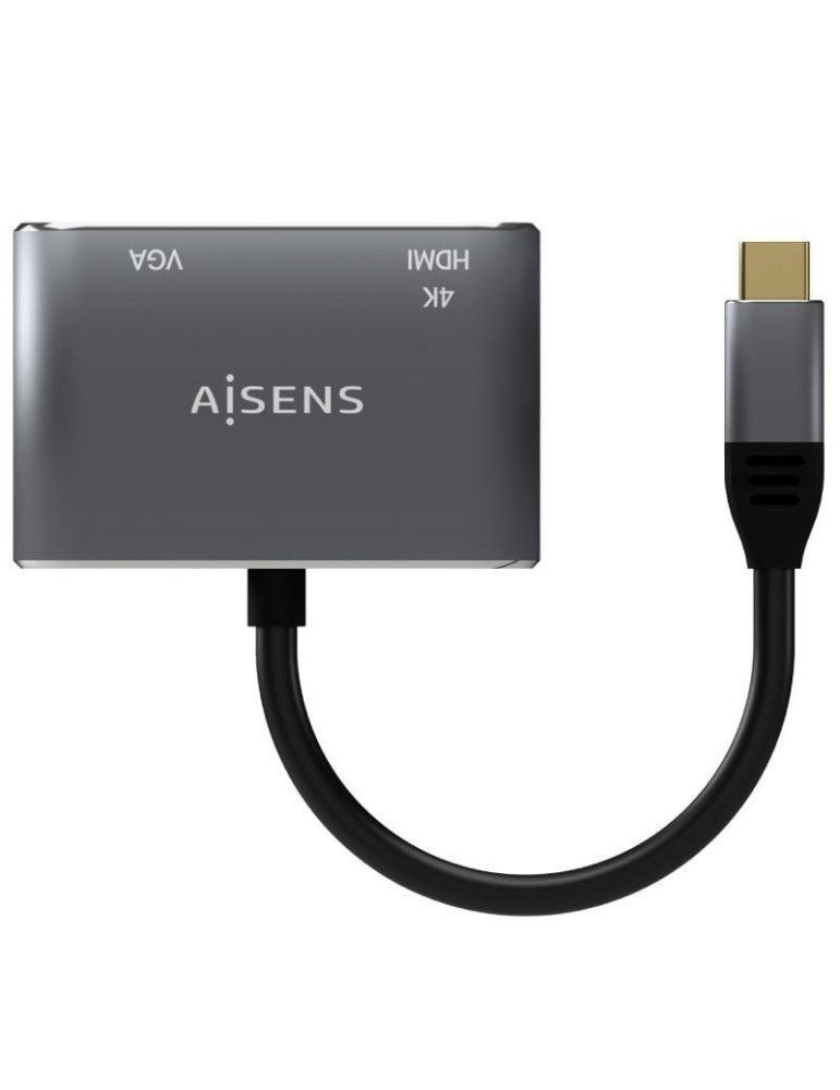 Conversor Aisens A109-0627/ HDMI Hembra - VGA Hembra - USB Tipo-C Macho/ 15cm/ Gris