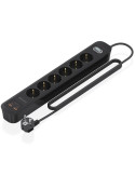 Regleta con Interruptor Aisens ASPS-2A2C17-BK/ 6 Tomas de Corriente/ 2 USB - 2 USB Tipo-C/ Cable 1.4m/ Negro