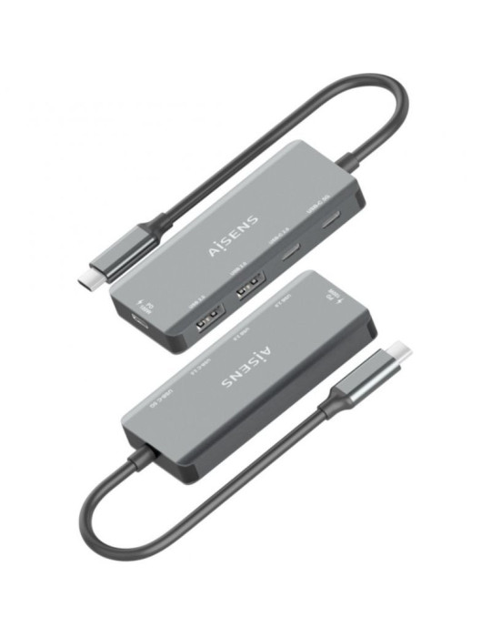 Hub USB Tipo-C Aisens A109-0946/ 2xUSB/ 2xUSB Tipo-C/ 1xUSB Tipo-C PD/ Gris