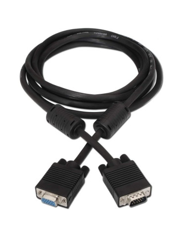 Cable Alargador SVGA Aisens A113-0078/ VGA Macho - VGA Hembra/ Hasta 3W/ 10Mbps/ 1.8m/ Negro 2