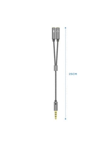 Cable Estéreo Aisens A128-0415/ Jack 3.5 Macho - 2x Jack 3.5 Hembra/ 25cm/ Gris 2
