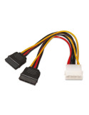 Cable Duplicador de Alimentación Aisens A131-0161/ Molex 4 PIN Macho - 2x SATA Hembra/ Hasta 54W/ 20cm