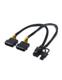 Cable Alimentación Tarjeta Gráfica Aisens A131-0165/ 2x Molex Macho - Molex 6+2 PIN Macho/ Hasta 54W/ 20cm