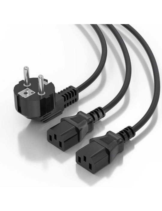 Cable Alimentación CPU Aisens A132-0865/ CEE7 Macho - 2x C13 Hembra/ 3m/ Negro