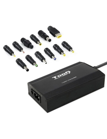 Cargador de Portátil TooQ TQLC-100BS01M/ 1xUSB/ 100W/ Manual/ 12 Conectores/ Voltaje 12-24V
