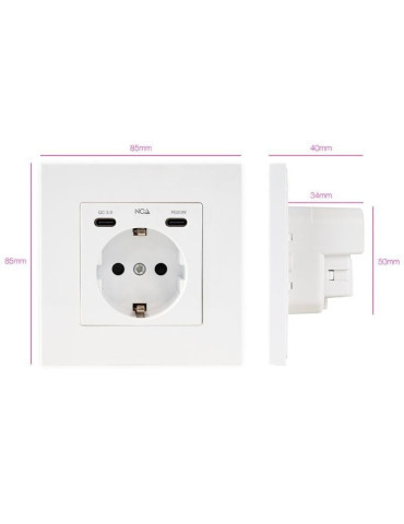 Roseta de Pared Nanocable 10 35 0012/ 1 Schuko/ 2 USB 2