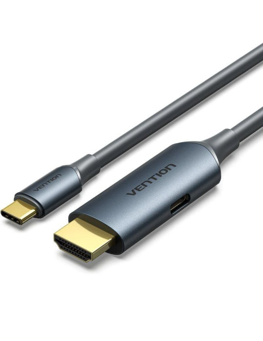 Cable Conversor HDMI 2.0 4K Vention ABLHG/ USB Tipo-C Macho - HDMI Macho/ USB Tipo-C PD 1.5m/ Gris