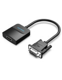 Cable Conversor Vention ACNBB/ VGA Macho - HDMI Hembra/ 15cm/ Negro