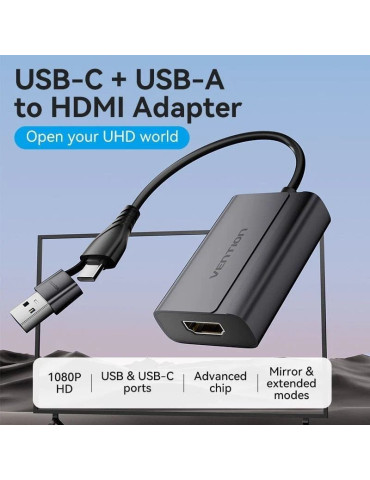 Adaptador Vention ACYHB/ USB Tipo-C Macho/ USB Macho - HDMI Hembra 2