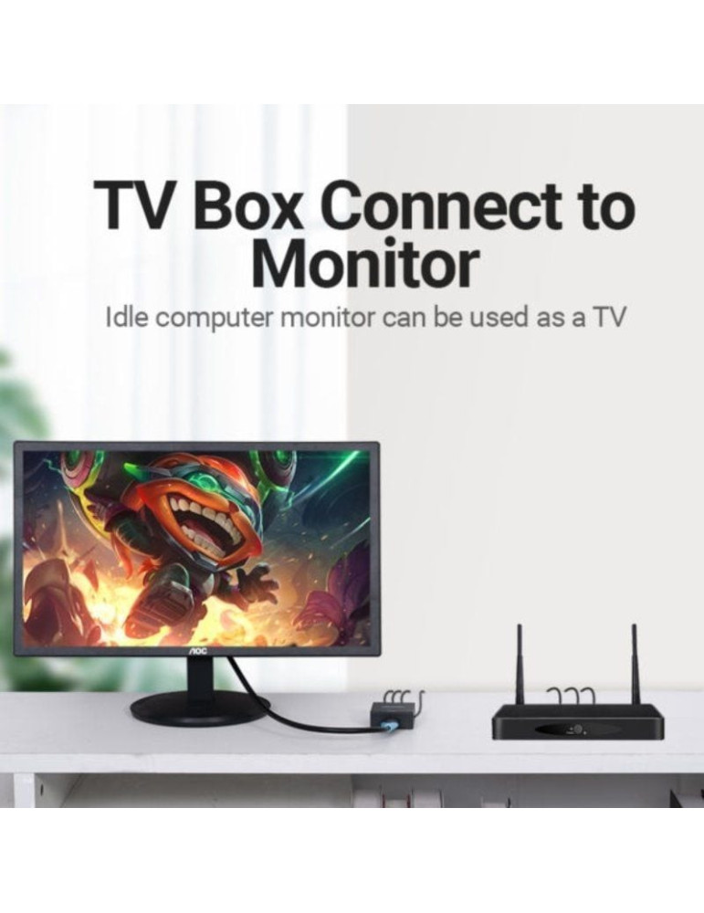 Convertidor RCA a HDMI Vention AEFB0/ RCA Hembra - HDMI Hembra - MiniUSB Hembra