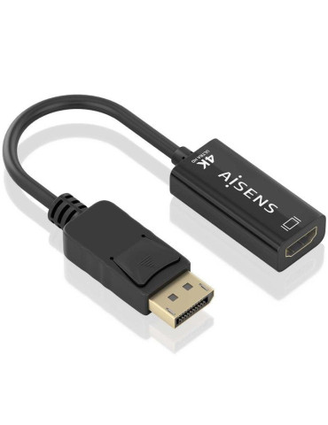 Conversor Aisens A125-0905/ DisplayPort Macho - HDMI Hembra/ 15cm/ Negro