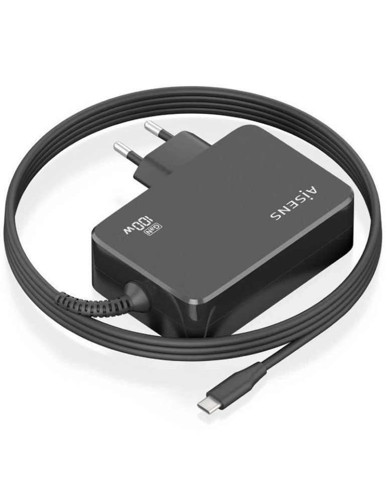 Cargador de Portátil GaN Aisens ASCH-1PD100WL50-BK USB Tipo-C/ 100W/ Automático/ Voltaje 5-20V
