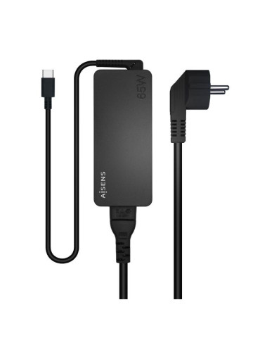 Cargador de Portátil Aisens ASCH-1PD65D-BK/ 1xUSB Tipo-C/ 65W/ Automatico/ Voltaje 5-20V