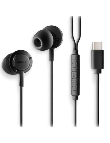 Auriculares Intrauditivos NGS Cross Step/ con Micrófono/ USB Tipo-C/ Negros