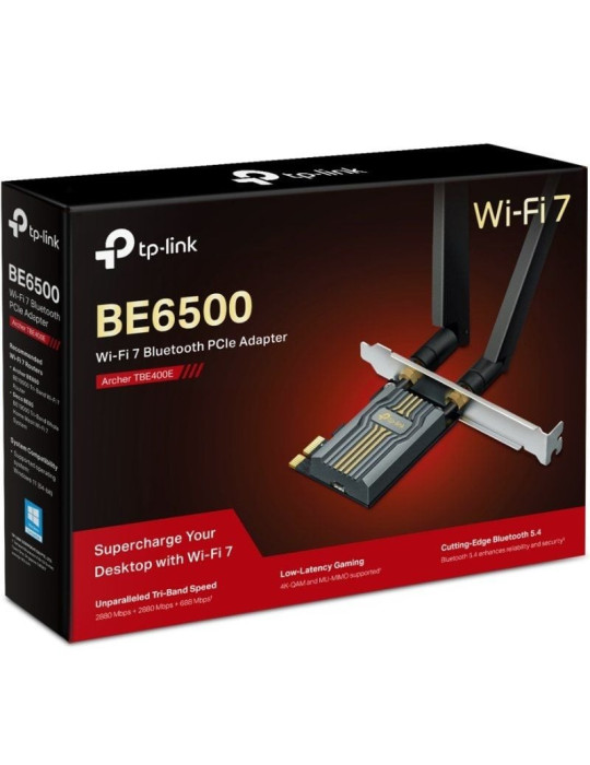 Tarjeta de Red Inalámbrica-PCI Express TP-Link Archer TBE400E/ WiFi 7/ 6500Mbps/ 2.4/5GHz/6GHz