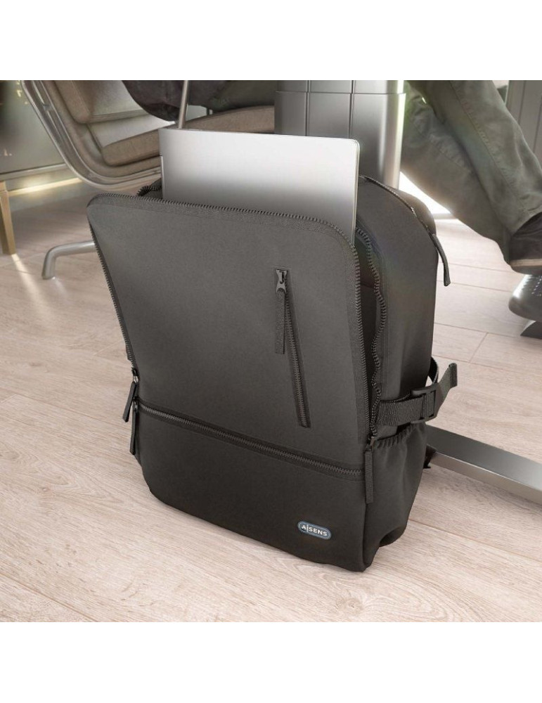 Mochila Aisens ASBG-BP086-BK para Portátiles hasta 15.6"/ Impermeable/ Negro