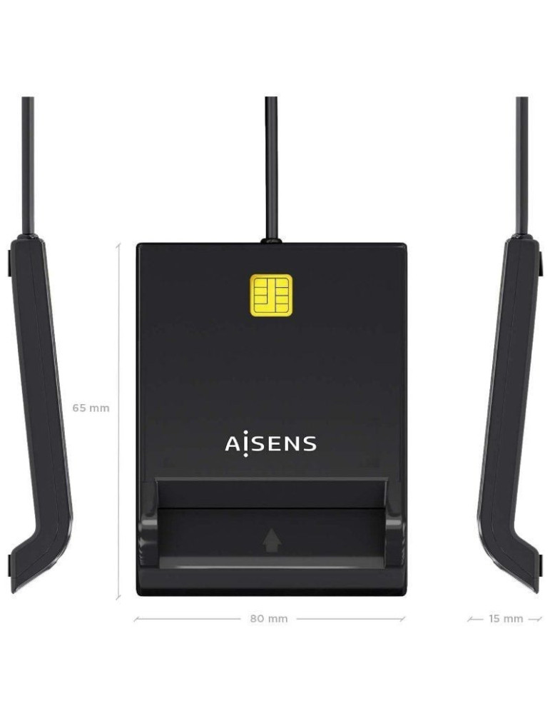 Lector de DNI y Tarjetas Aisens ASCR-SN06-BK/ USB 2.0/ Negro