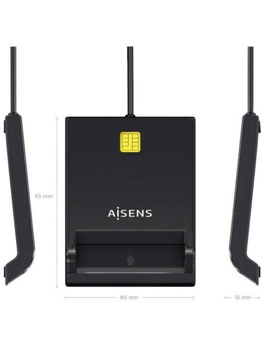 Lector de DNI y Tarjetas Aisens ASCR-SN06-BK/ USB 2.0/ Negro