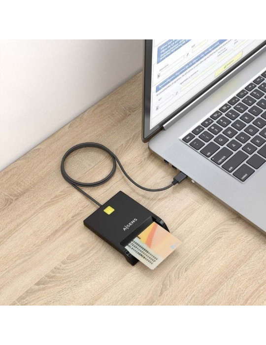 Lector de DNI y Tarjetas Aisens ASCR-SN06-BK/ USB 2.0/ Negro