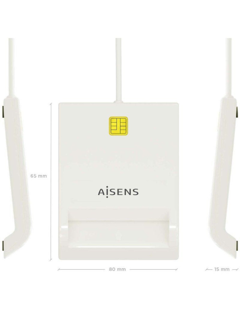 Lector de DNI y Tarjetas Aisens ASCR-SN07-W/ USB 2.0/ Blanco