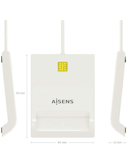 Lector de DNI y Tarjetas Aisens ASCR-SN07-W/ USB 2.0/ Blanco