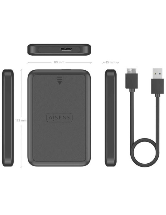 Caja Externa para Disco Duro de 2.5" Aisens ASE-2519B/ USB 3.1/ Sin Tornillos