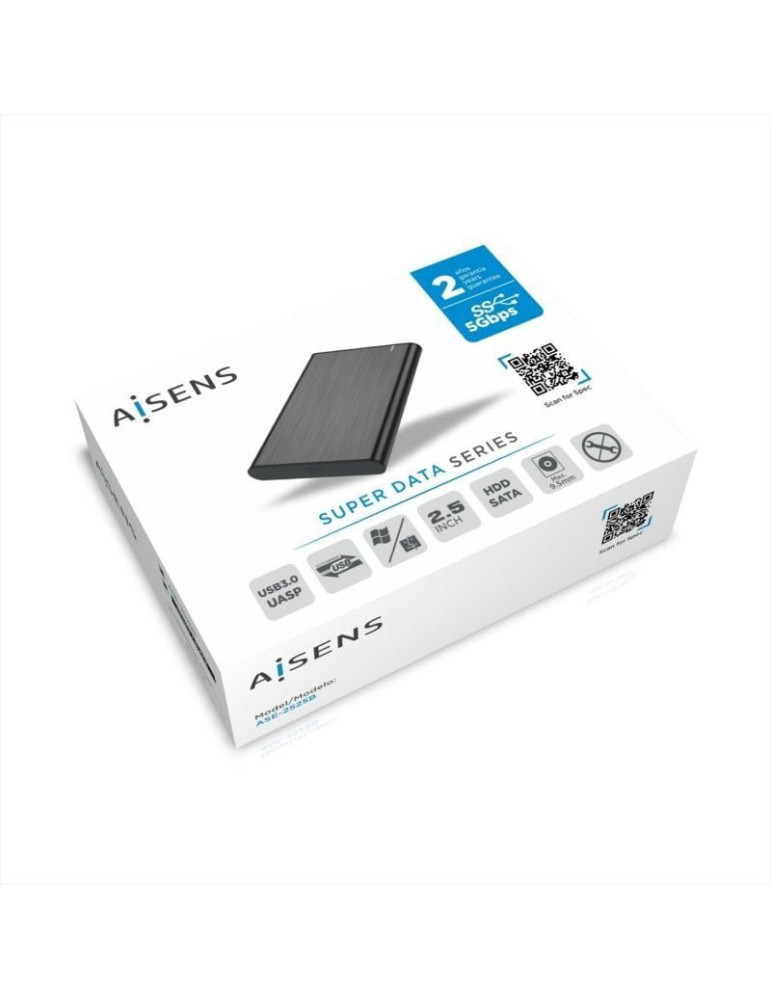 Caja Externa para Disco Duro de 2.5" Aisens ASE-2525B/ USB 3.1/ Sin tornillos