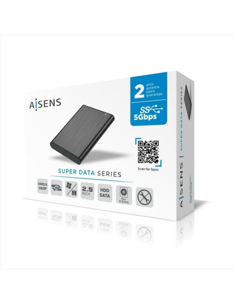 Caja Externa para Disco Duro de 2.5" Aisens ASE-2525B/ USB 3.1/ Sin tornillos