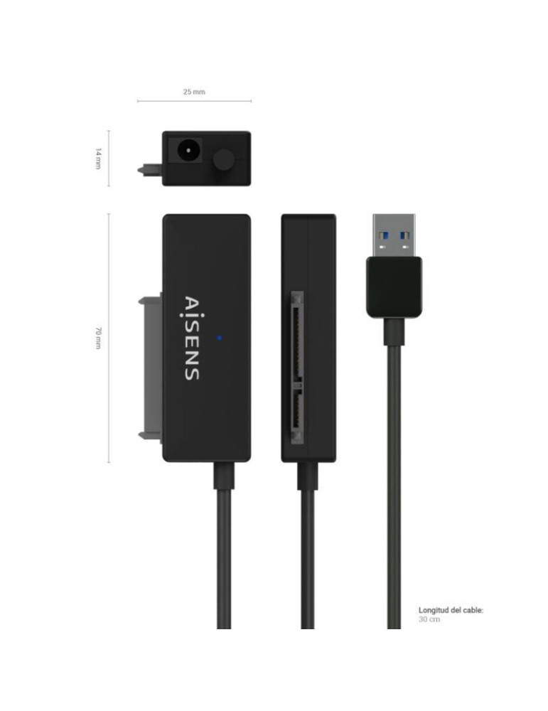 Adaptador para Discos Duros 2.5"/3.5" Aisens ASE-35A01B/ USB 3.0 - SATA/ con Alimentador
