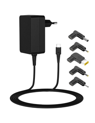Cargador de Portátil Leotec Notebook 45W Type-C/ 1xUSB Tipo-C/ 45W/ Automático/ Voltaje 5-20V