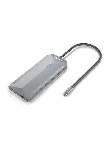 Docking USB Tipo-C Aisens ASUC-12P005-GR/ 2xHDMI 4K/ 3xUSB/ 2xUSB Tipo-C/ 1xRJ45/ 1xAudio/ 1xLector Tarjetas/ 1x Jack/ 1xUSB Tip 2
