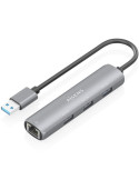 Hub USB Aisens ASUC-4P034-GR/ 3xUSB/ 1xRJ45/ Gris