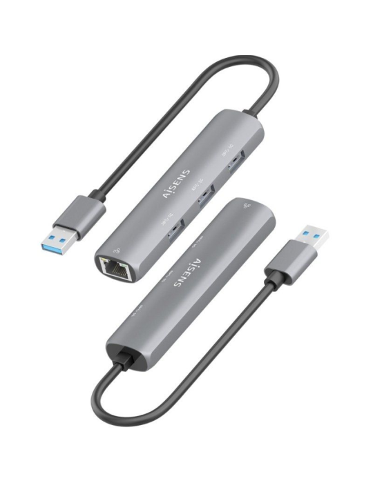 Hub USB Aisens ASUC-4P034-GR/ 3xUSB/ 1xRJ45/ Gris