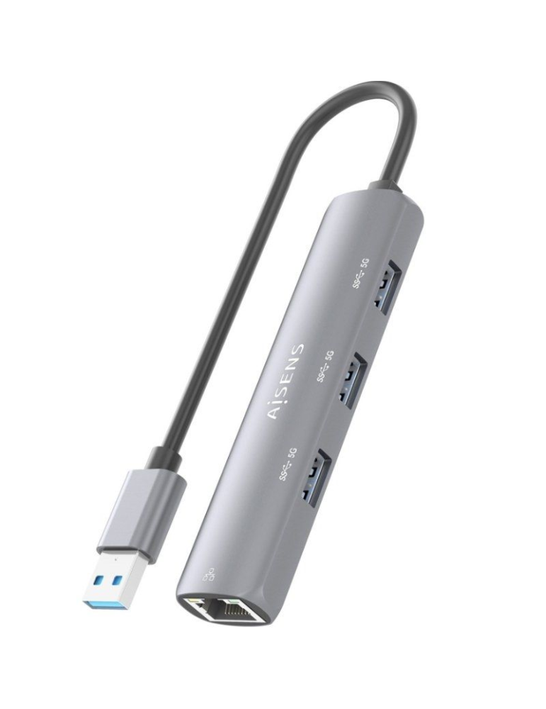 Hub USB Aisens ASUC-4P034-GR/ 3xUSB/ 1xRJ45/ Gris