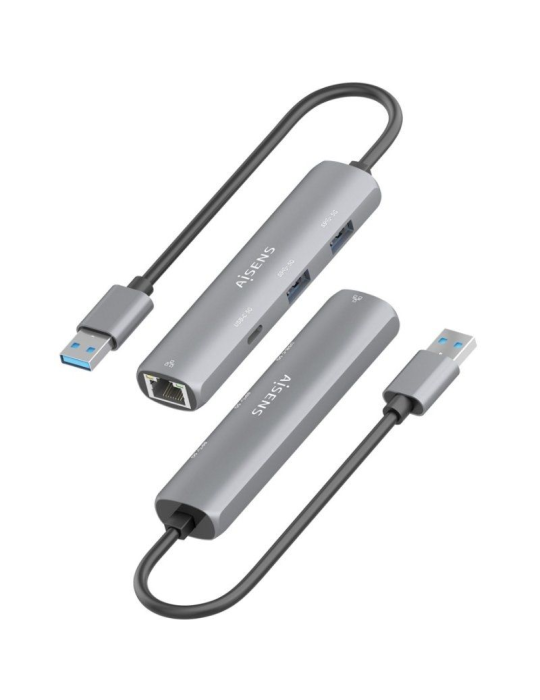 Hub USB Aisens ASUC-4P035-GR/ 1xUSB Tipo-C/ 2xUSB/ 1xRJ45/ Gris