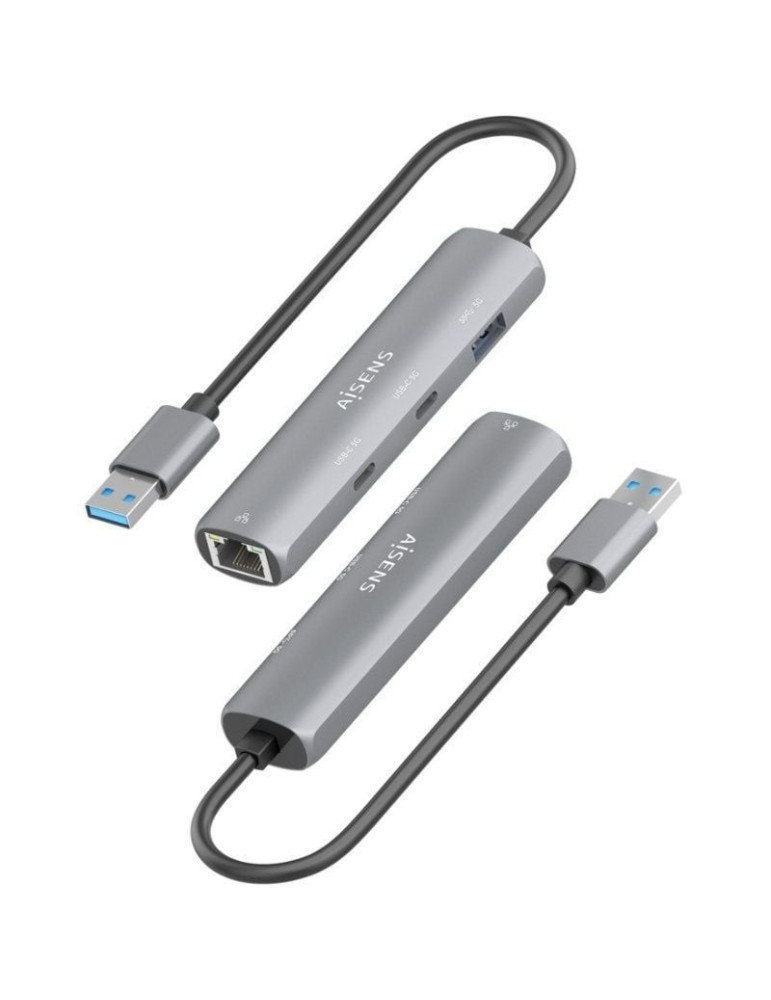 Hub USB Aisens ASUC-4P036-GR/ 2xUSB Tipo-C/ 1xUSB/ 1xRJ45/ Gris