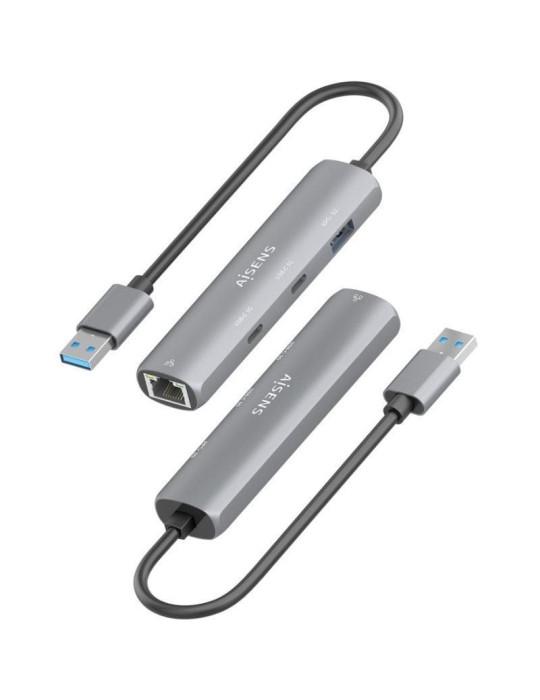 Hub USB Aisens ASUC-4P036-GR/ 2xUSB Tipo-C/ 1xUSB/ 1xRJ45/ Gris