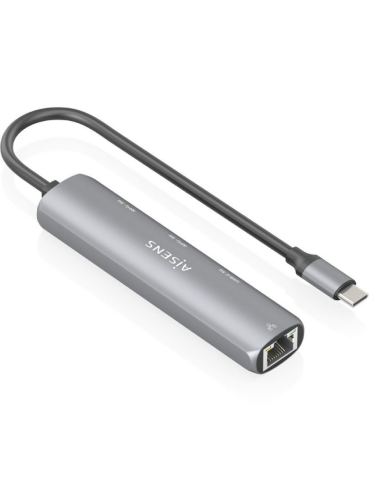 Hub USB Tipo-C Aisens ASUC-4P038-GR/ 1xUSB Tipo-C/ 2xUSB/ 1xRJ45/ Gris 2